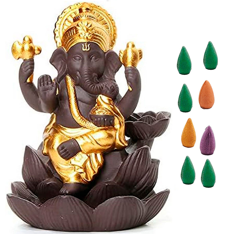 Elefante Ganesha Quemador Incienso + Cono De Incienso 0335